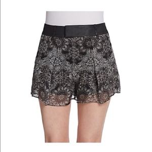 HELMUT LANG Mandala Print Leather Silk Shorts sz 8